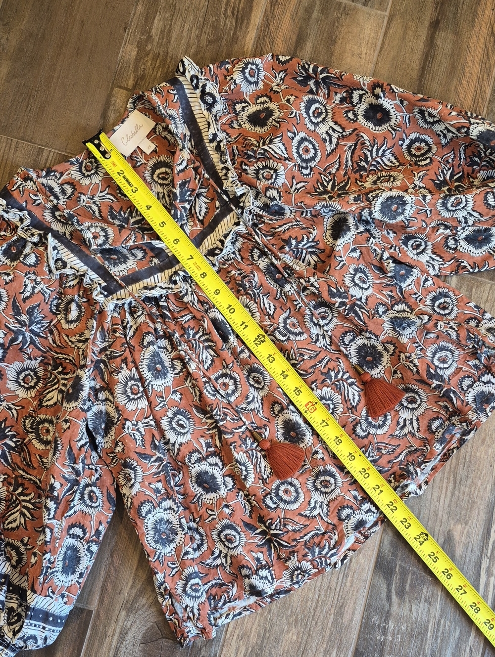 Cleobella Organic Cotton Floral Amy Blouse in Sienna Block Print, XS, NWOT - Picture 8 of 11